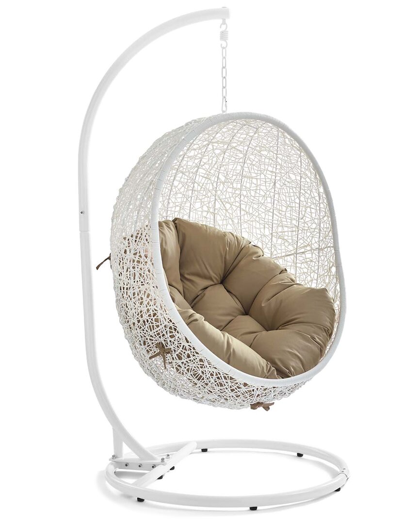 Modway Hide Outdoor Patio Swing Chair With Stand In White