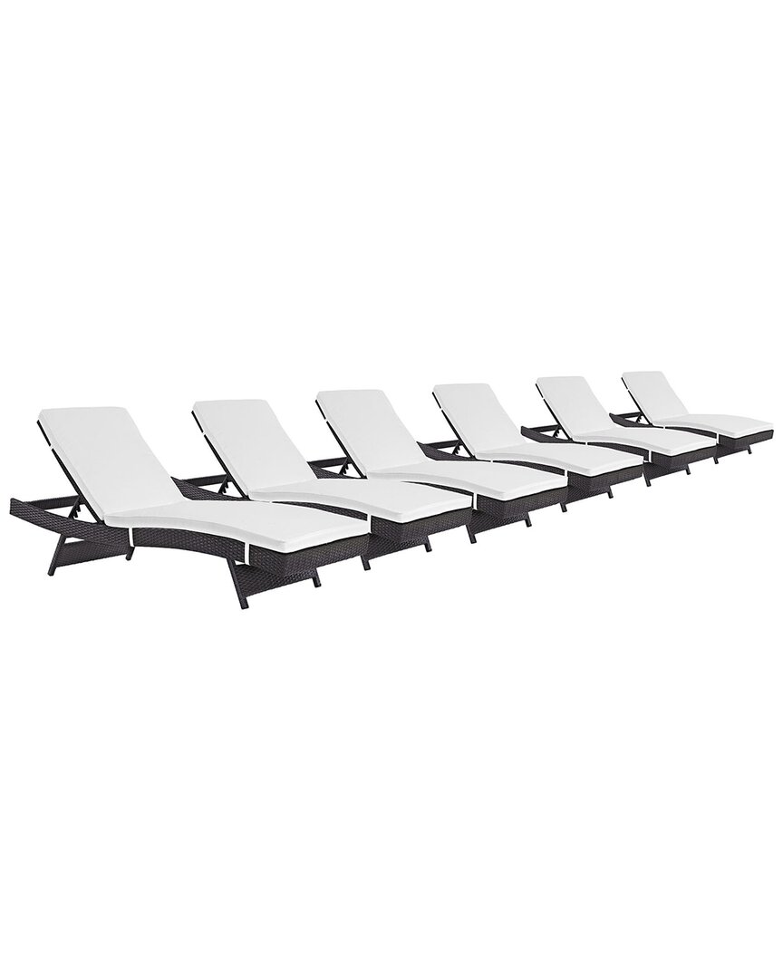 Modway Convene Set Of 6 Outdoor Patio Chaise Loungers In Brown