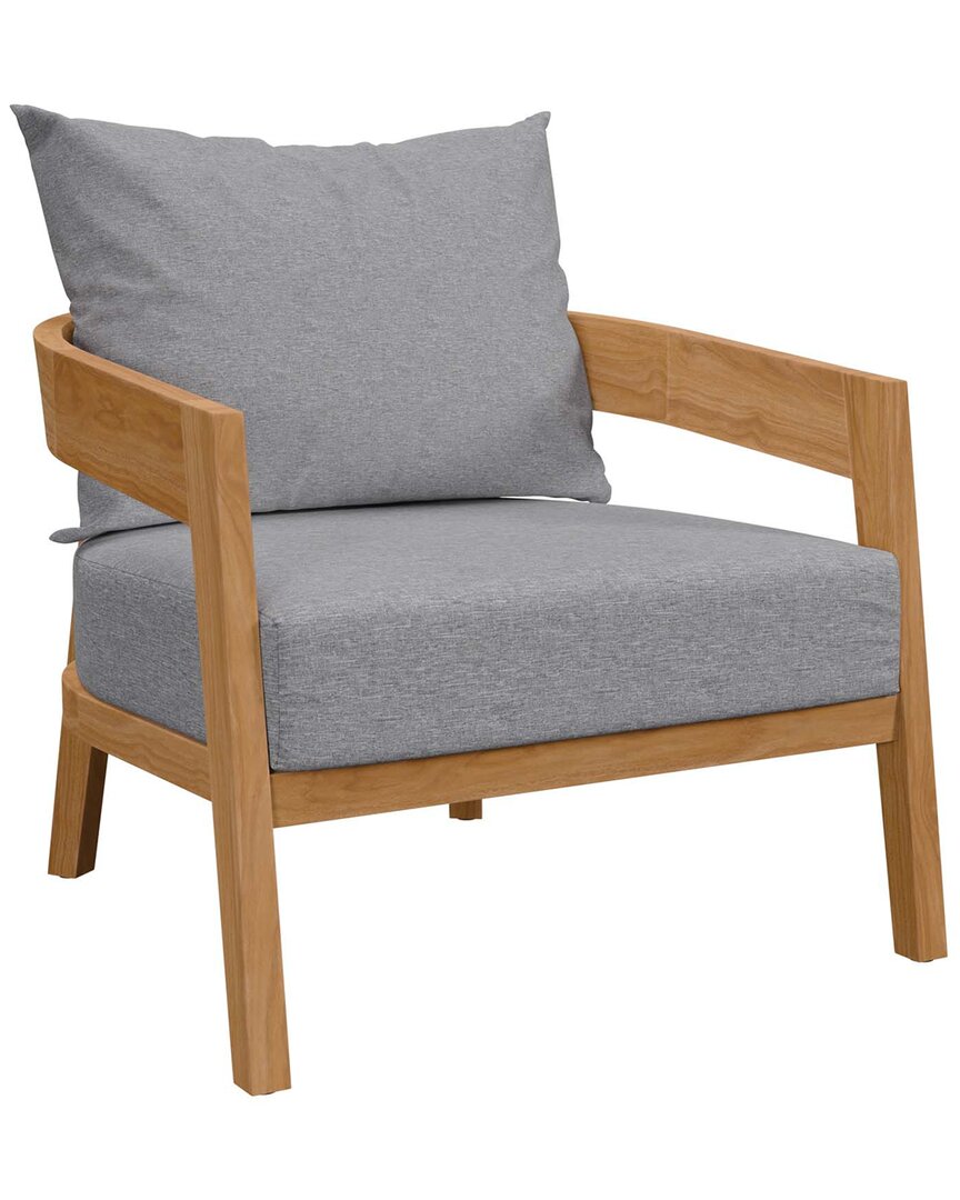 Modway Brisbane Teak Outdoor Patio Armchair In Beige