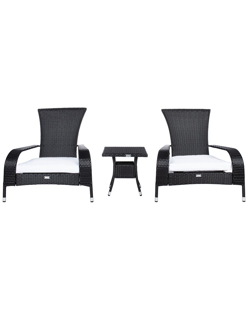 Shop Safavieh Edna 3pc Outdoor Lounge Set In Black