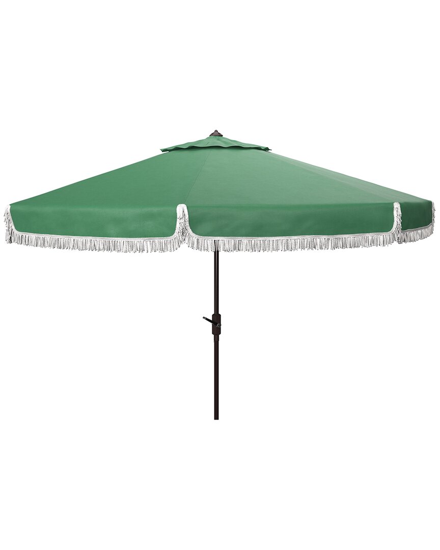 Safavieh Fabia Fringe 9ft Crank Umbrella In Green