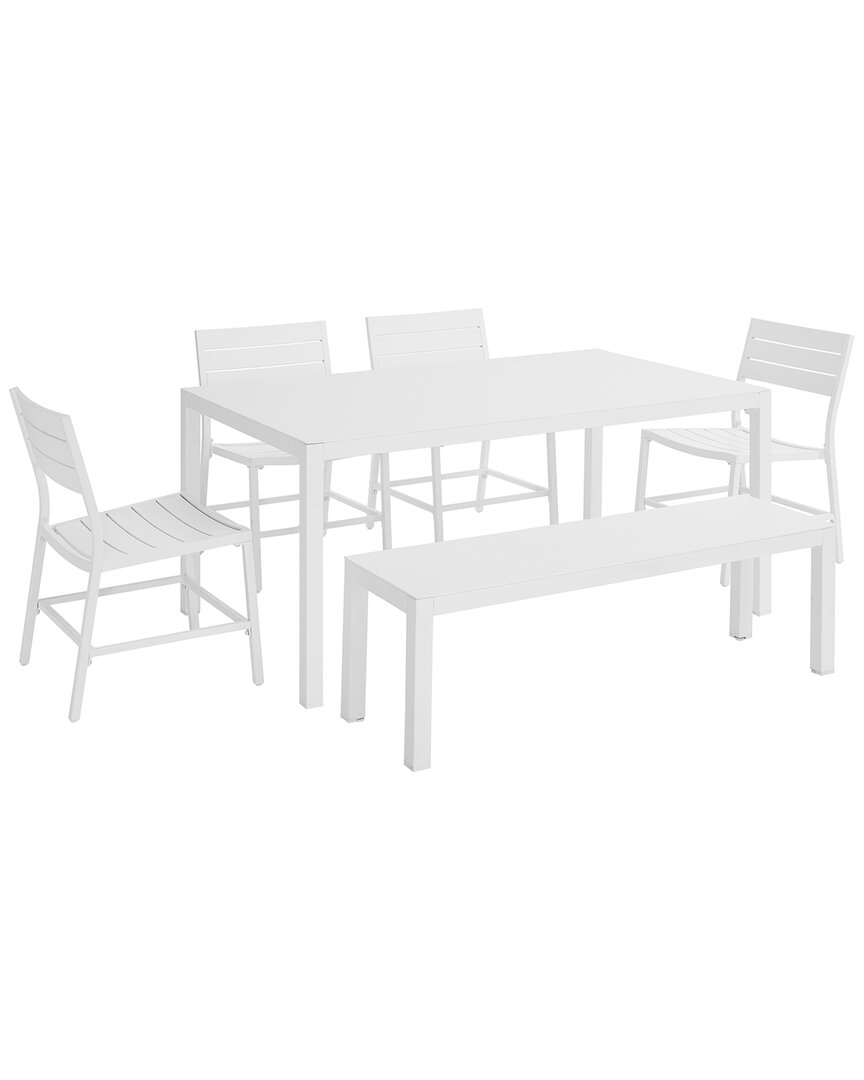 Linon Holland Aluminum 7pc Dining Set In White