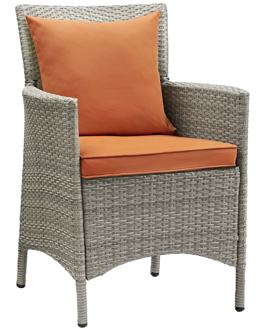 Modway Conduit Outdoor Patio Wicker Rattan Dining Armchair In Grey