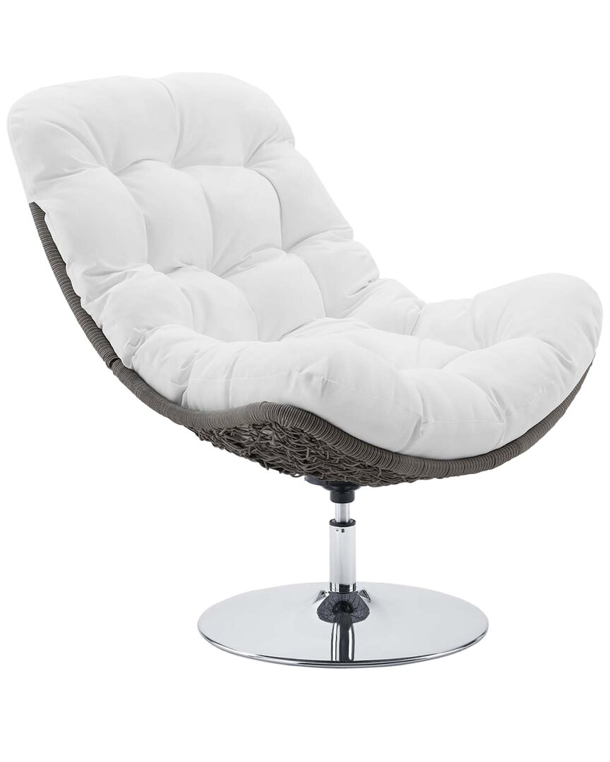 Modway Brighton Wicker Rattan Outdoor Patio Swivel Lounge Chair In Grey