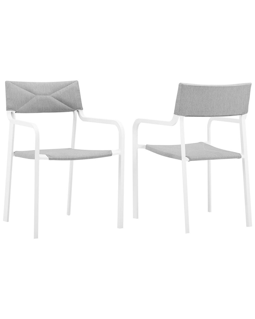 Modway Raleigh Set Of 2 Outdoor Patio Aluminum Armchair In White