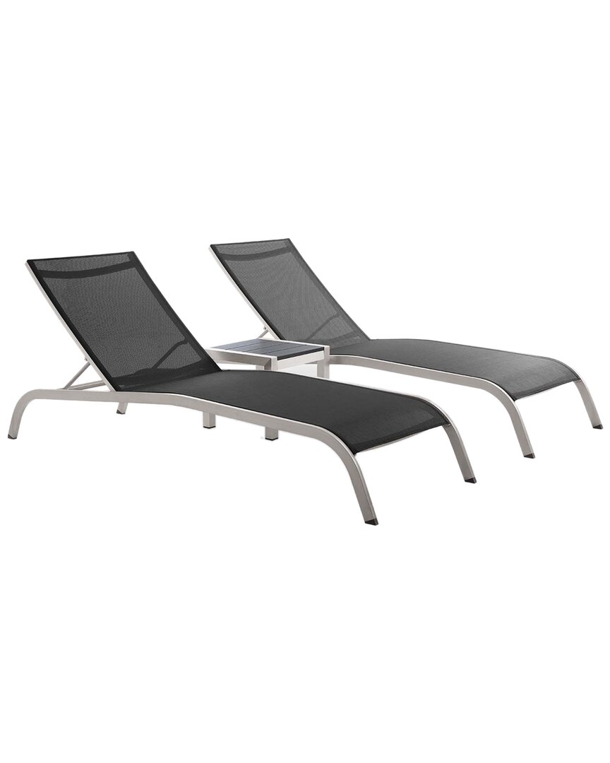 Modway Savannah 3pc Outdoor Patio Mesh Set In Black