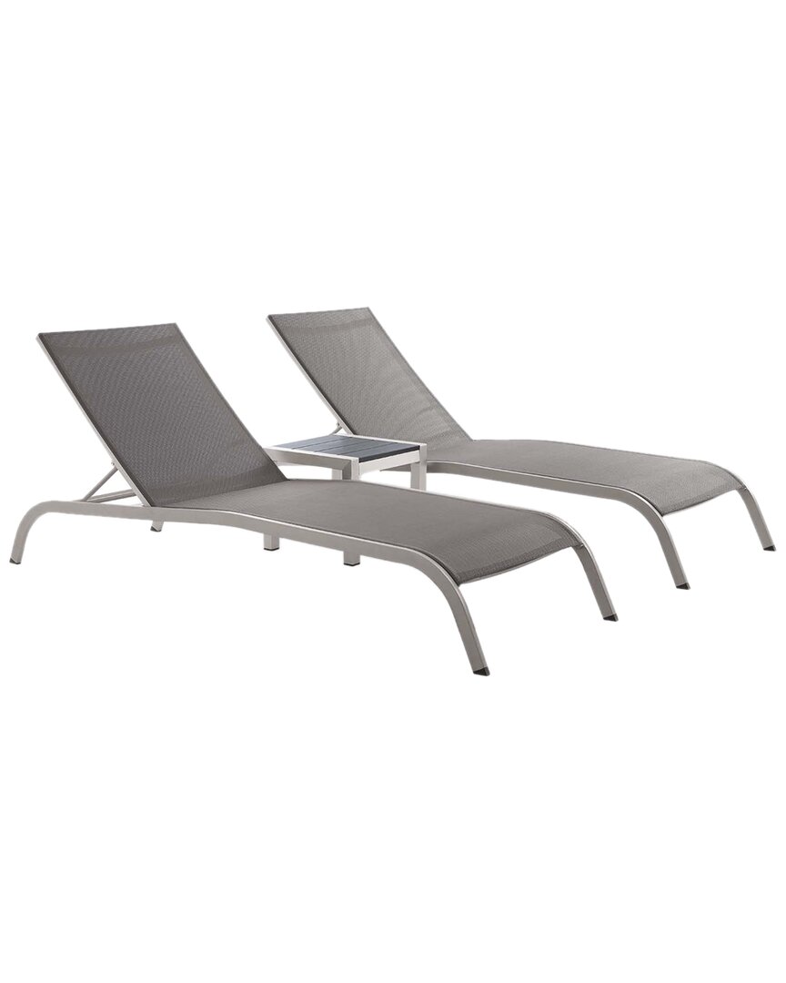Modway Savannah 3pc Outdoor Patio Mesh Set In Grey