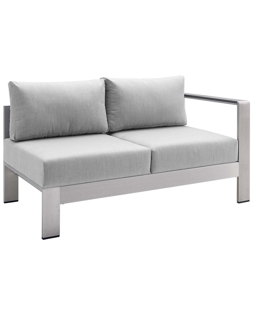 Modway Shore Sunbrella® Fabric Aluminum Outdoor Patio Right-arm Loveseat In Silver