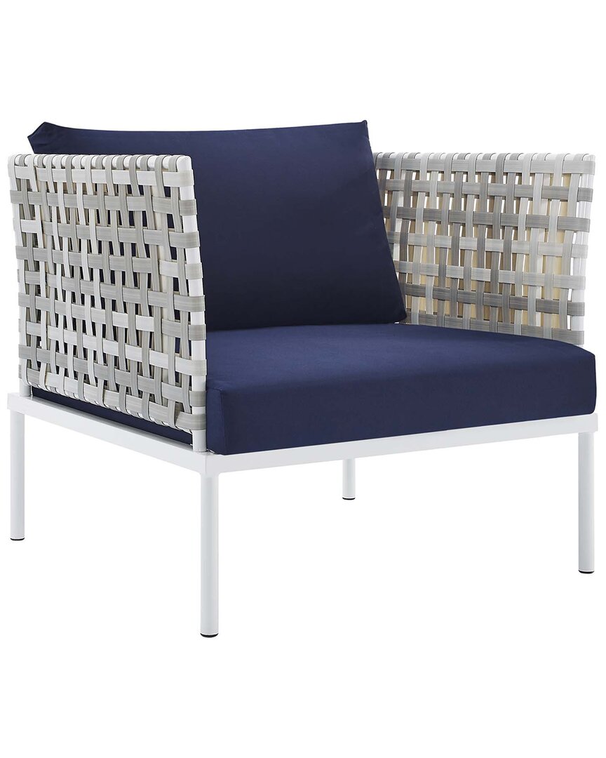 Modway Harmony Sunbrella® Basket Weave Outdoor Patio Aluminum Armchair In Blue