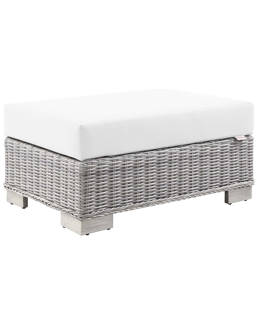 Modway Conway Outdoor Patio Wicker Rattan Ottoman In Grey