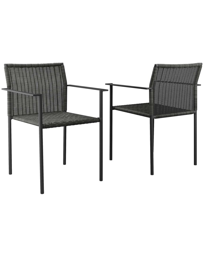Modway Lagoon Set Of 2 Outdoor Patio Dining Armchairs In Grey