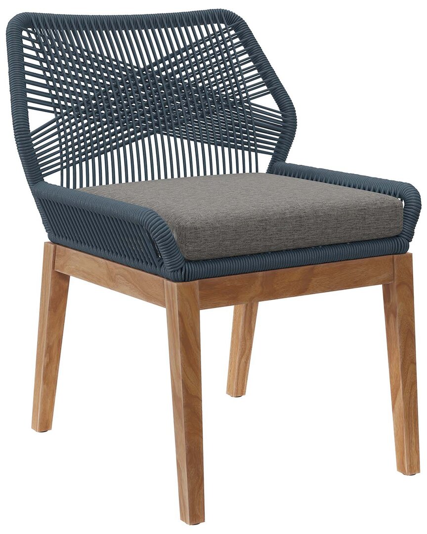 Modway Wellspring Outdoor Patio Teak Wood Dining Chair In Blue
