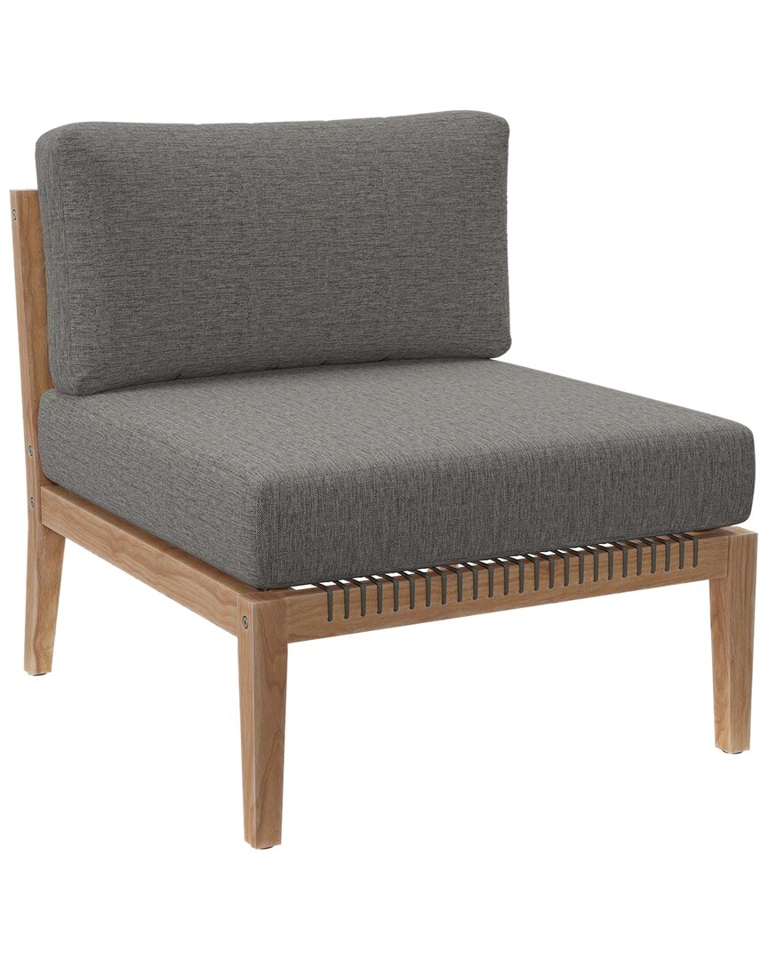 Modway Clearwater Outdoor Patio Teak Wood Armless Chair In Grey