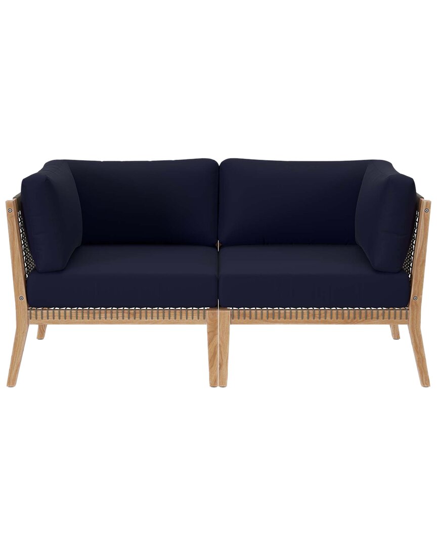 Modway Clearwater Outdoor Patio Teak Wood Loveseat In Grey