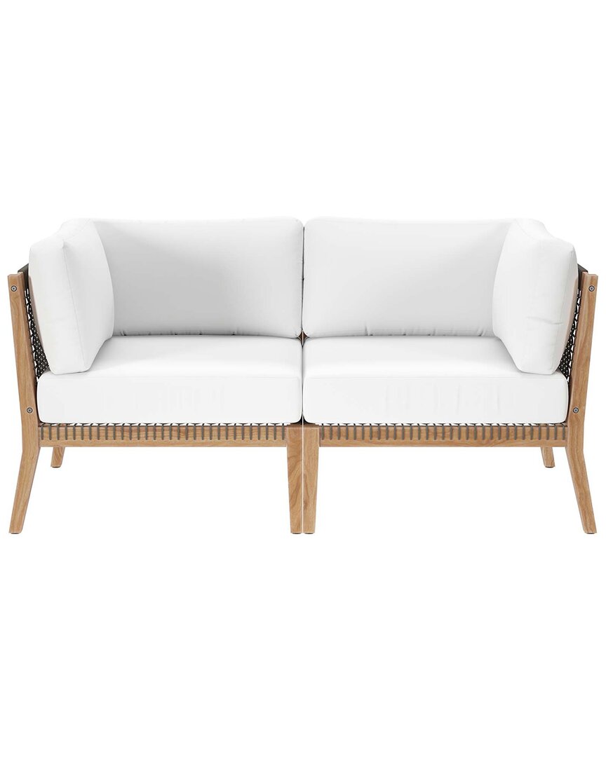 Modway Clearwater Outdoor Patio Teak Wood Loveseat In Grey