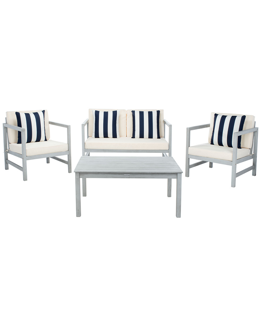 Safavieh Montez 4pc Outdoor Set With Accent Pillows In Blue