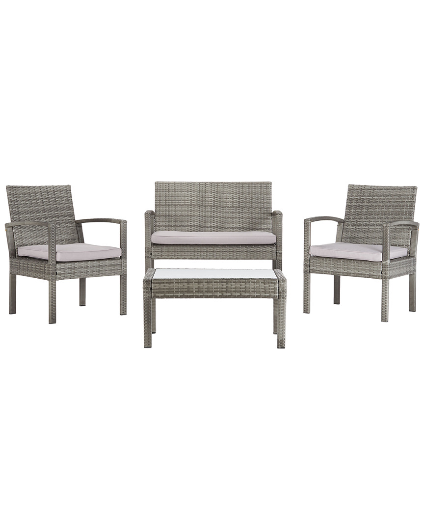 Safavieh Bassey 4pc Outdoor Living Set In Grey