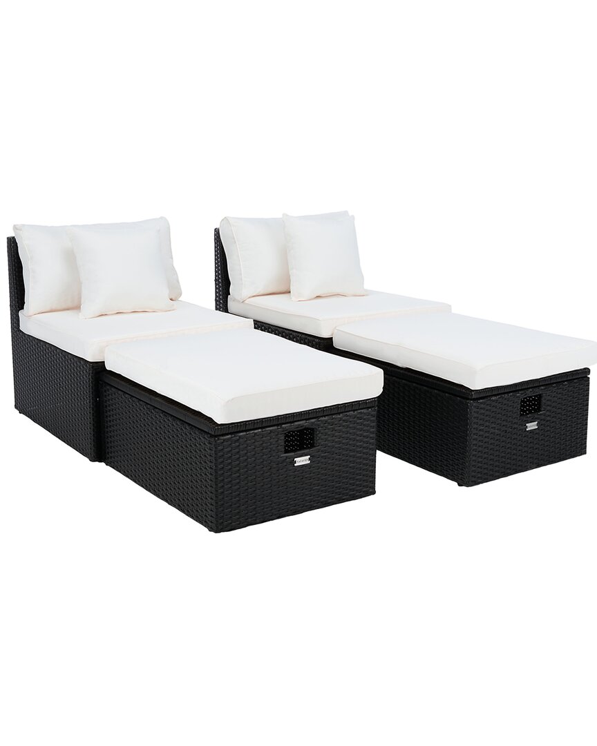Safavieh Pramla Outdoor Sette With Ottoman In Beige