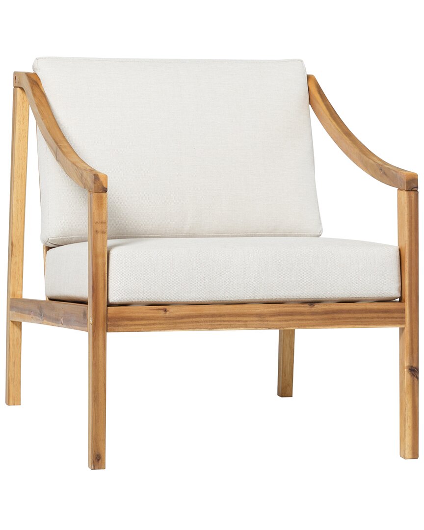 Hewson Modern Curved Arm Upholstered Outdoor Accent Chair In Beige