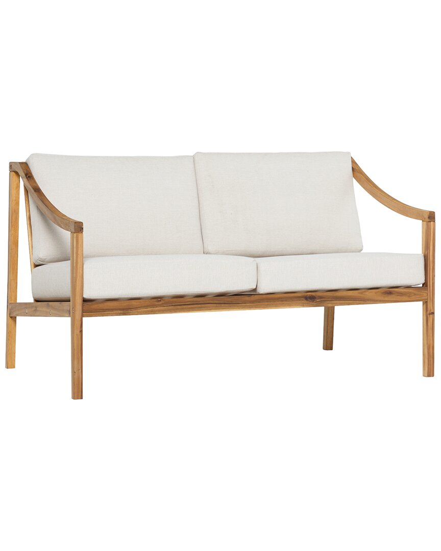 Hewson Modern Curved Arm Upholstered Outdoor Loveseat In Beige
