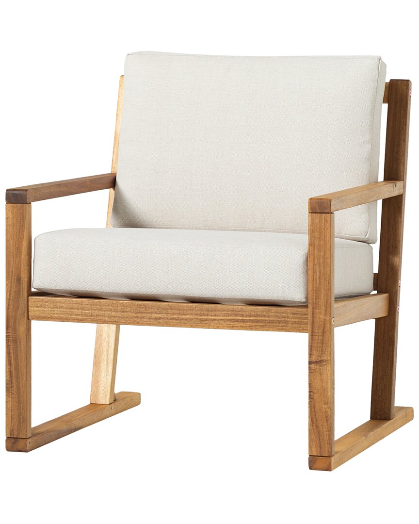 Hewson Contemporary Slat-back Patio Accent Chair In Beige