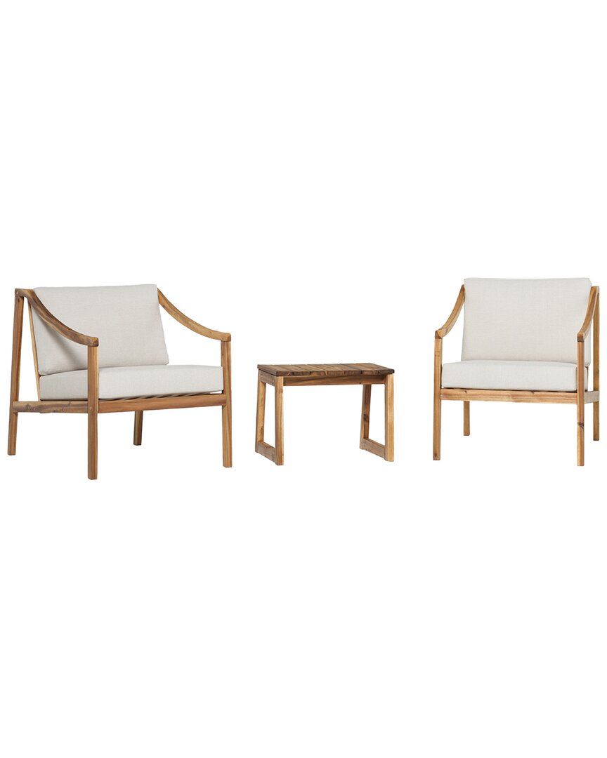 Hewson Modern 3pc Curved Arm Outdoor Chat Set In Beige