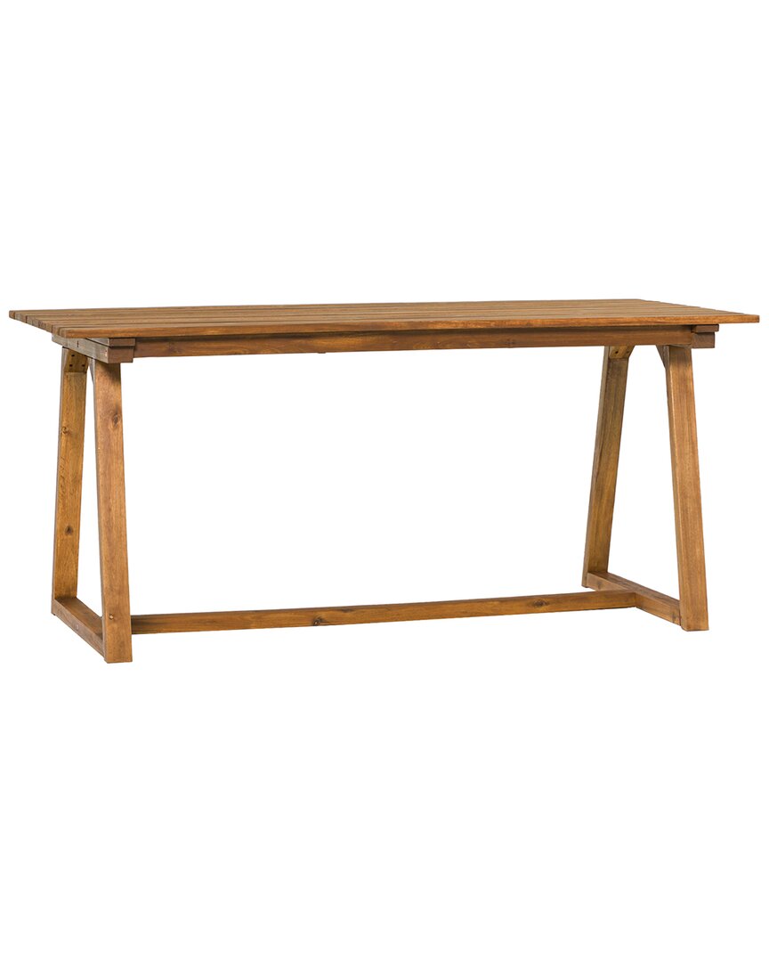 Hewson Contemporary Slat-top Patio Dining Table In Brown
