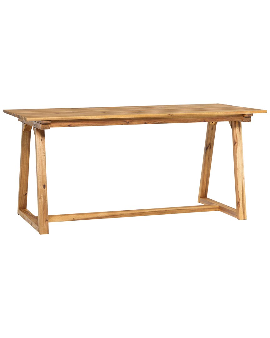 Hewson Contemporary Slat-top Patio Dining Table In Beige