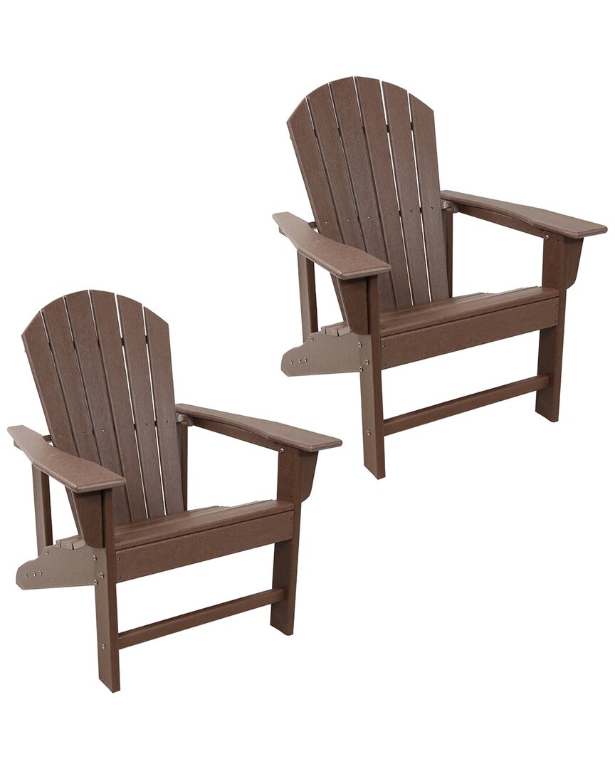 Sunnydaze Set Of 2 Raised Adirondack Chairs In Brown