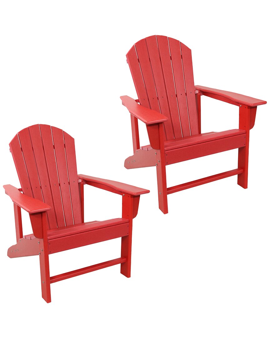 Sunnydaze Set Of 2 Raised Adirondack Chairs In Red