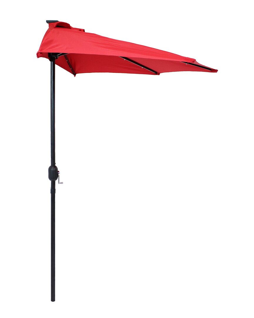 Sunnydaze Solar Wall Umbrella With Led Lights In Red