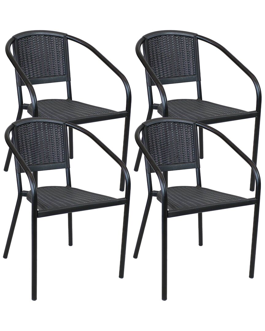 Sunnydaze Set Of 4 Aderes Outdoor Arm Chairs In Black