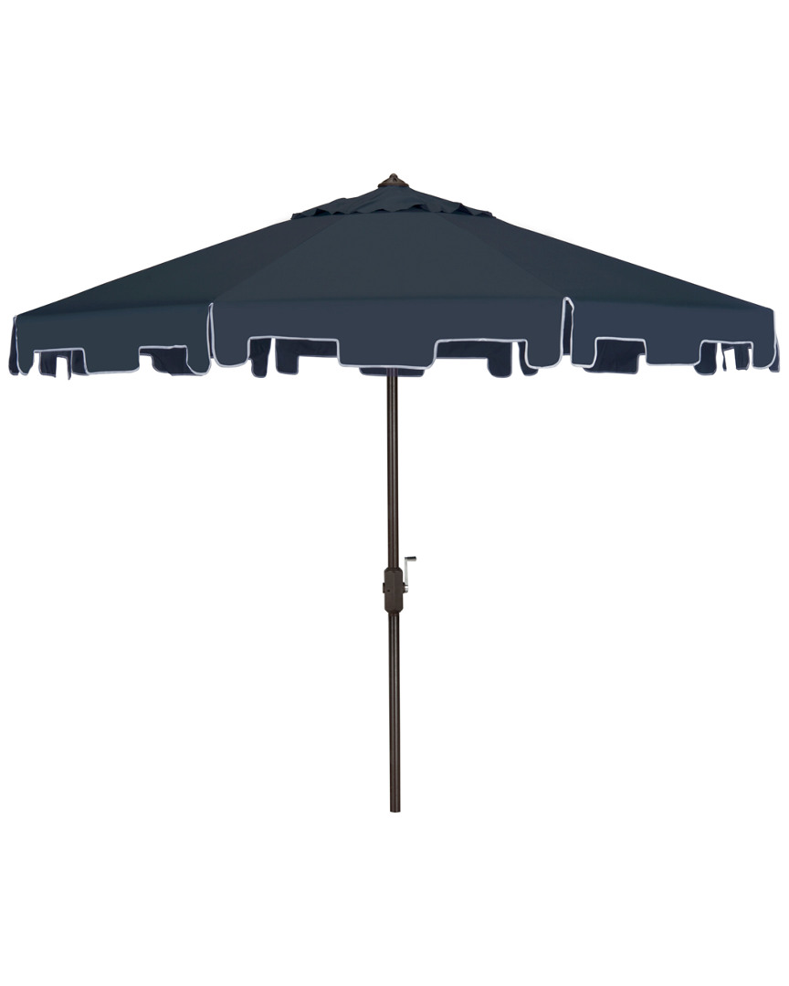 Safavieh Zimmerman 9 Ft Crank Market Umbrella In Navy