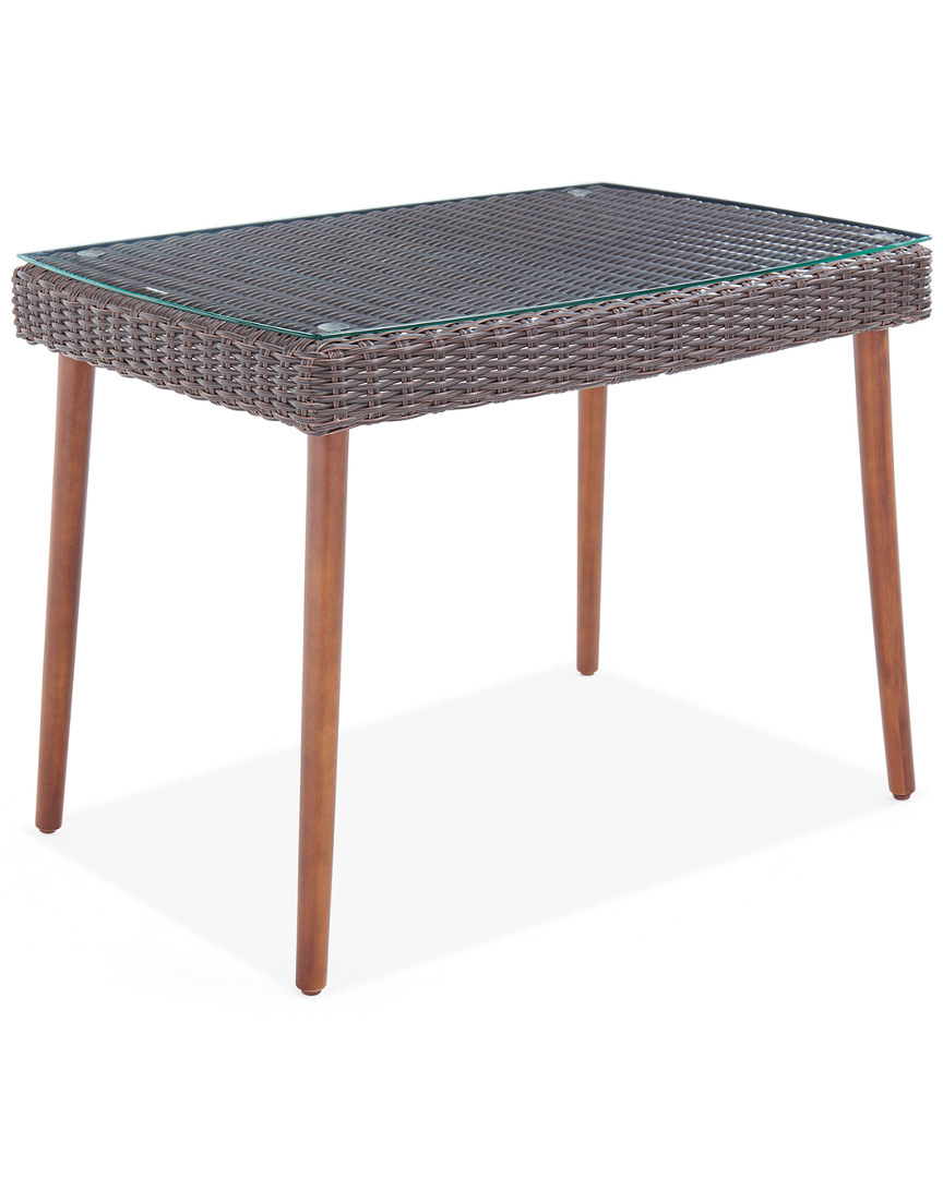 Alaterre Athens All-weather Wicker Outdoor 26in Cocktail Table With Glass Top