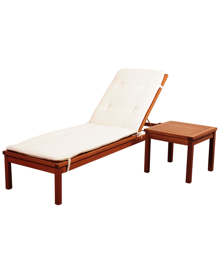 Amazonia Outdoor Patio Lounger & Side Table Wood Set