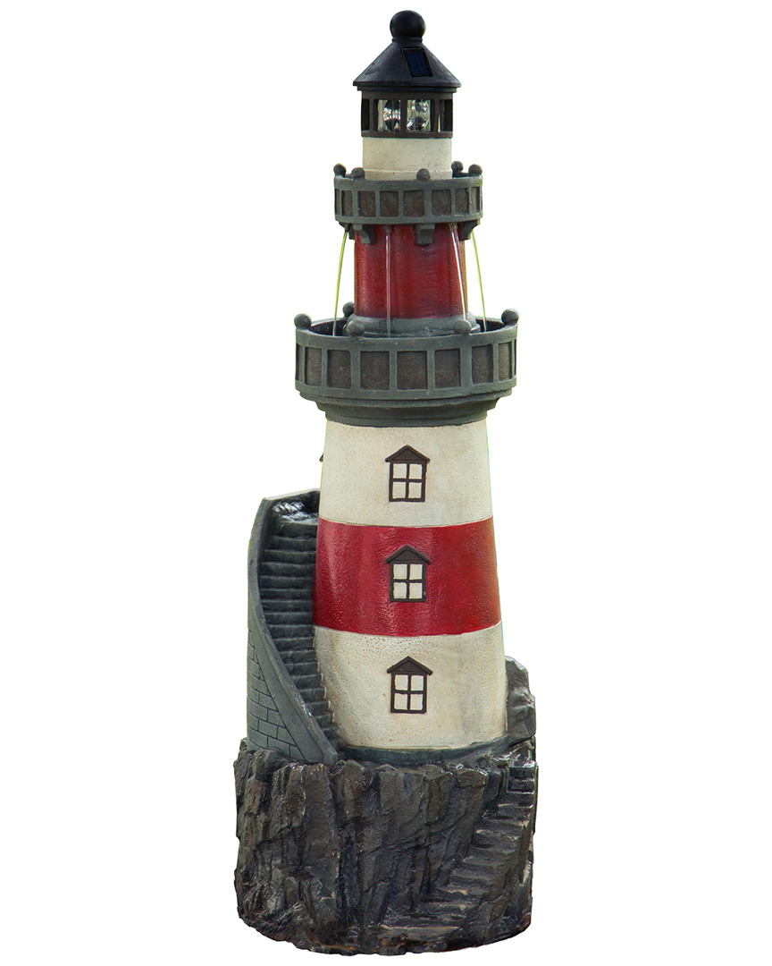 Peaktop Outdoor Rotating Solar Powered Light House Fountain In Multicolor