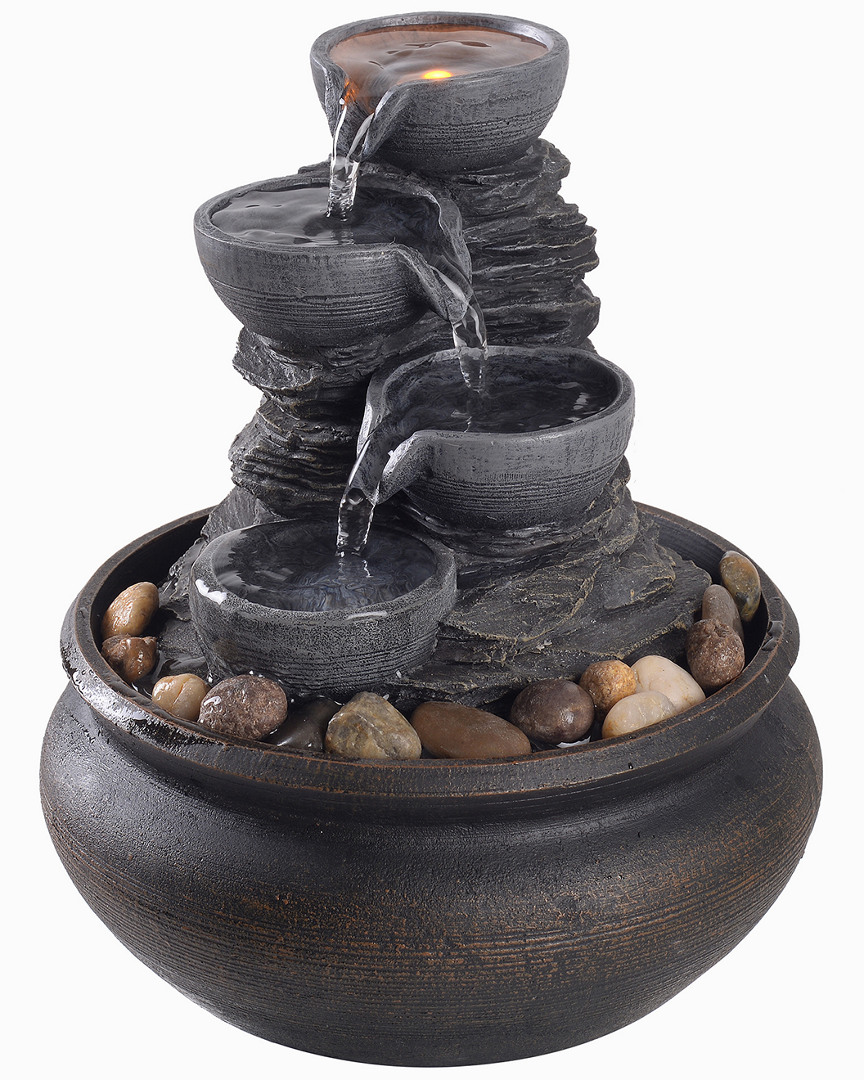 Peaktop Table Top Fountain With Led Light In Grey