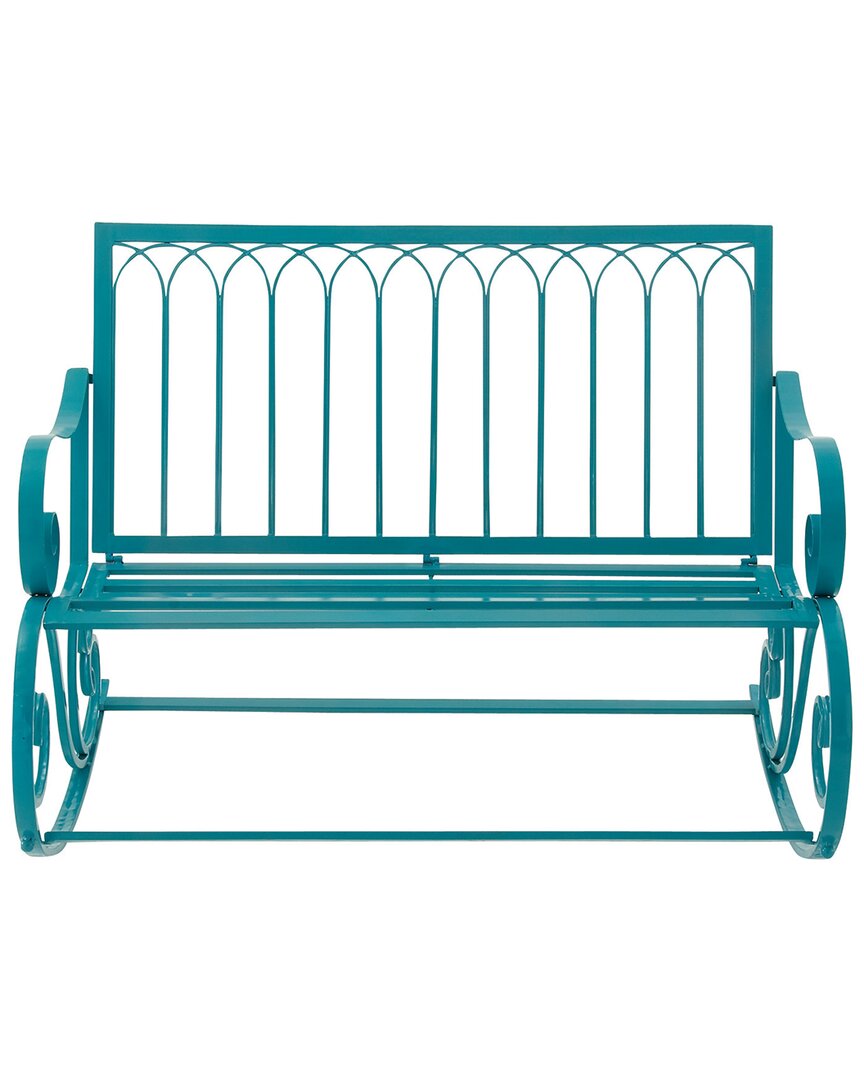 Peyton Lane Metal Eclectic Bench In Turquoise