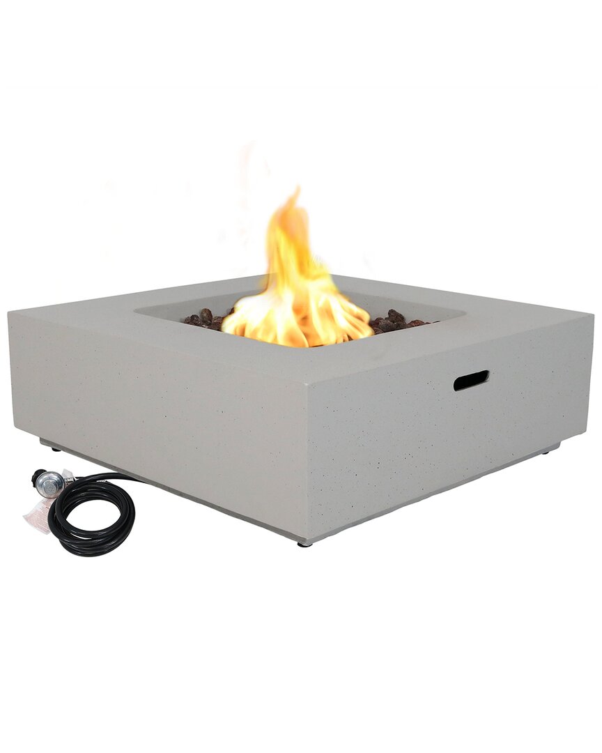 SUNNYDAZE SUNNYDAZE CONTEMPO SQUARE OUTDOOR PROPANE GAS FIRE PIT W/ COVER & LAVA ROCKS 
