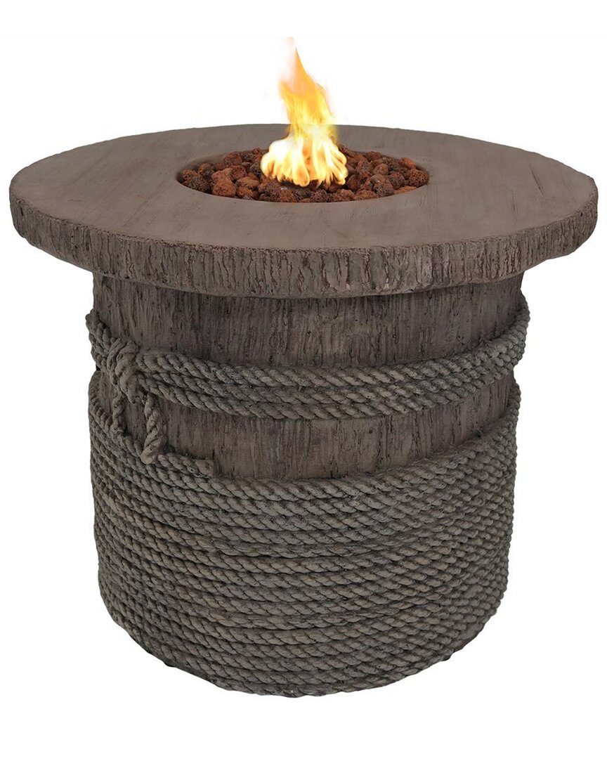 SUNNYDAZE SUNNYDAZE ROPE AND BARREL PROPANE GAS FIRE PIT TABLE W/ COVER & LAVA ROCKS 