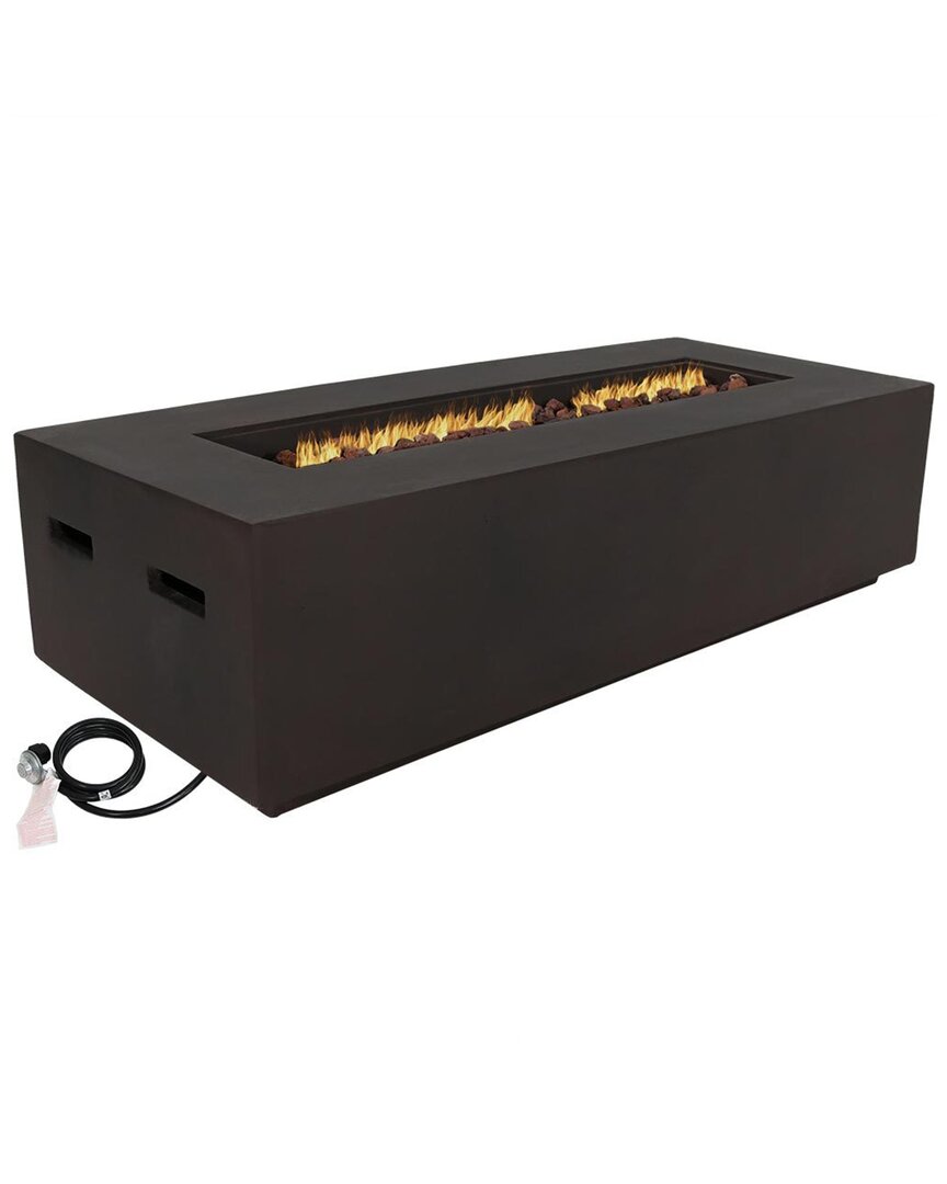 Sunnydaze Brown Lp Gas Modern Fire Pit Coffee Table W/ Cover & Lava Rocks