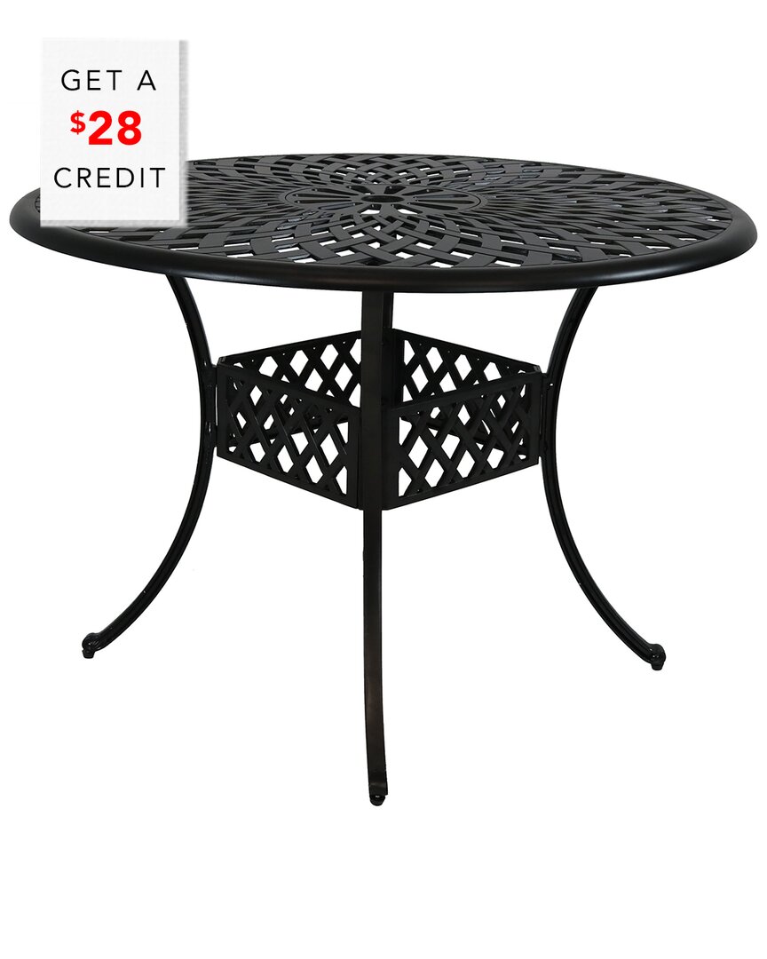 Shop Sunnydaze Black Outdoor Patio Table Cast Aluminum W/ Crossweave Design With $28 Credit