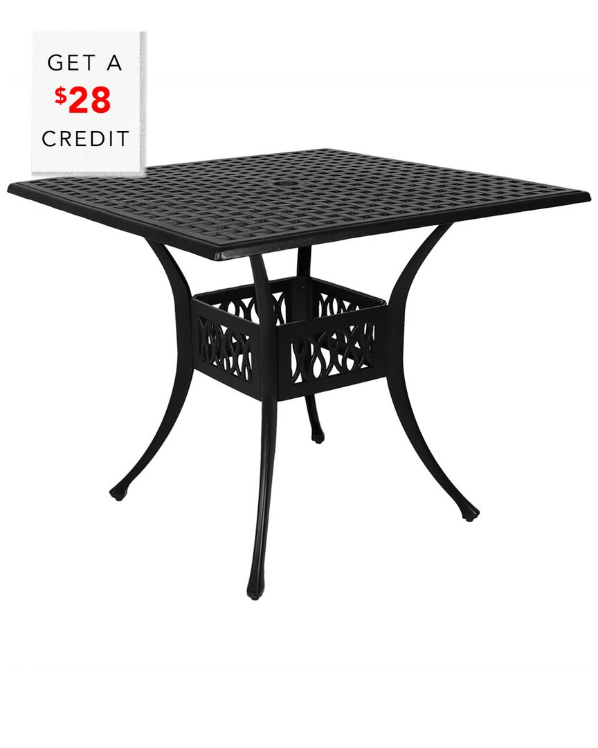 Shop Sunnydaze Black Heavy-duty Cast Aluminum Outdoor Square Patio Dining Table With $28 Credit