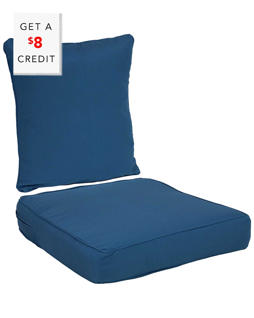 Sunnydaze Indoor/outdoor Olefin Replacement Deep Back And Seat Cushion Set For Patio Chair - 2pc In Blue