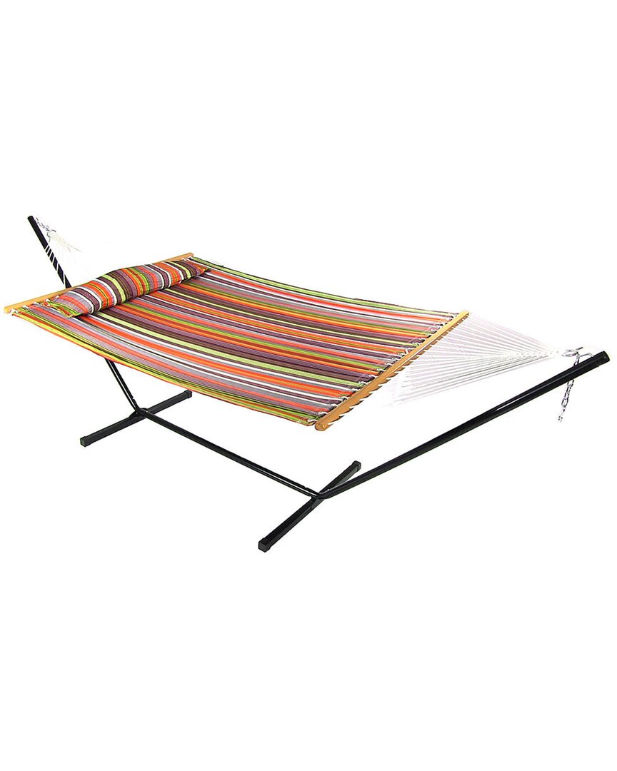 SUNNYDAZE SUNNYDAZE 2-PERSON QUILTED SPREADER BAR HAMMOCK BED AND PILLOW 