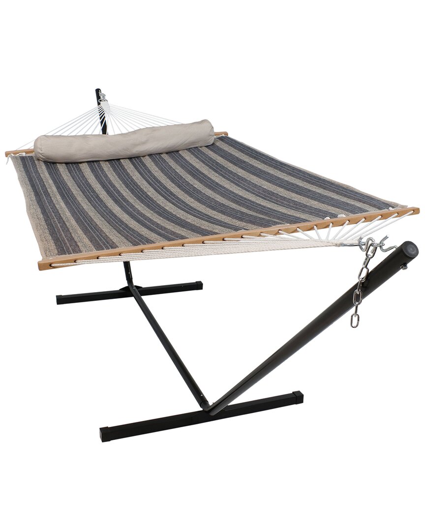 SUNNYDAZE SUNNYDAZE 2-PERSON QUILTED SPREADER BAR HAMMOCK BED W/ 12' STAND