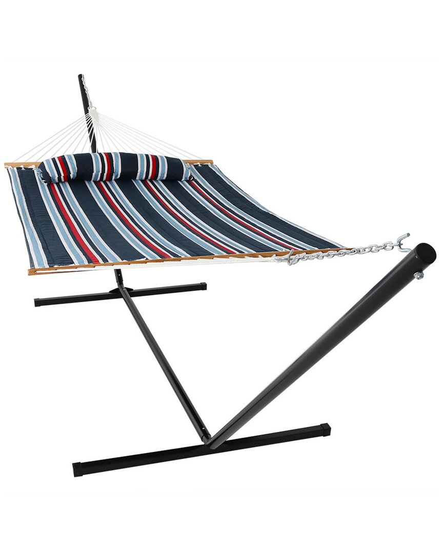 Sunnydaze Quilted Spreader Bar Hammock Bed With 12' Stand