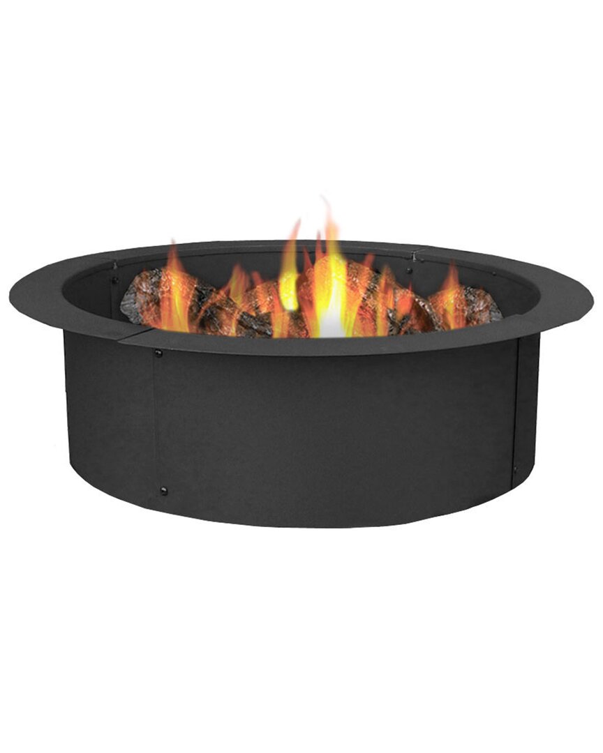 Sunnydaze Fire Ring Durable Black Steel Diy Backyard Fire Pit Liner Rim