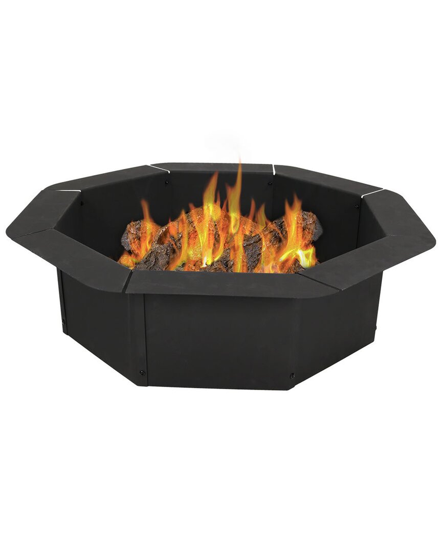 Sunnydaze 30in Fire Ring Octagon Heavy-duty Steel Fire Pit Liner Insert In Black