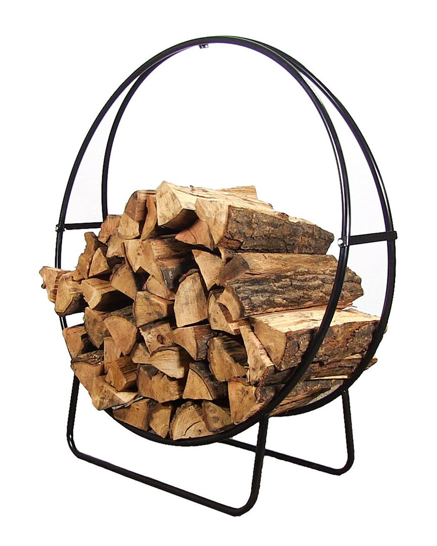 Sunnydaze 40in Tubular Steel Log Hoop Fireplace Firewood Holders Rack In Black